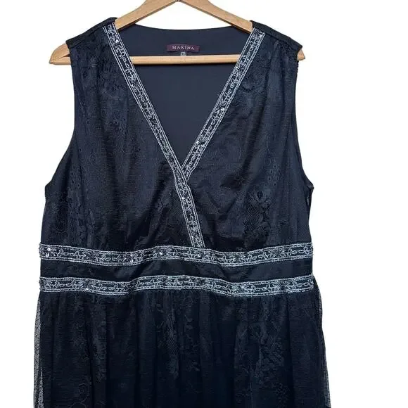 Marina Black Lace Dress - Size 20W - Made in USA - Picture 4 of 9